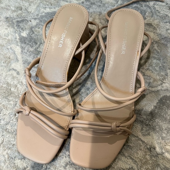 Marc fisher Gurion Square Toe Strappy Block Heel Sandals - Picture 3 of 4